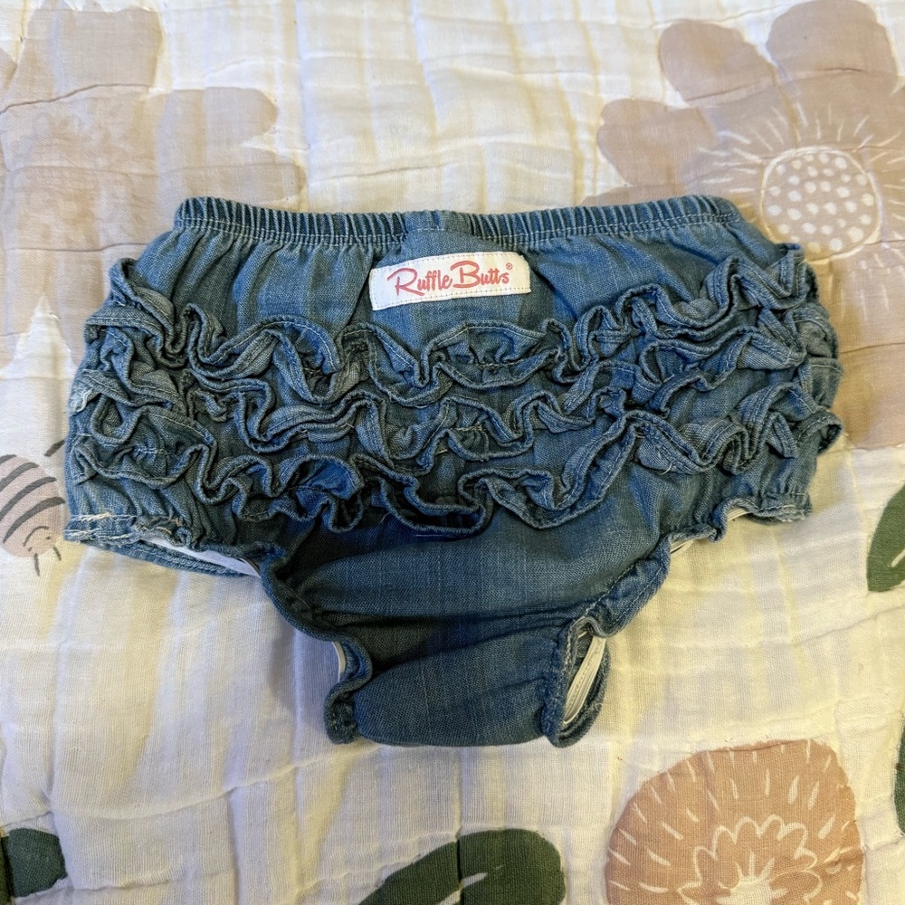 Ruffle Butts Denim Blue Shorts / Bummie